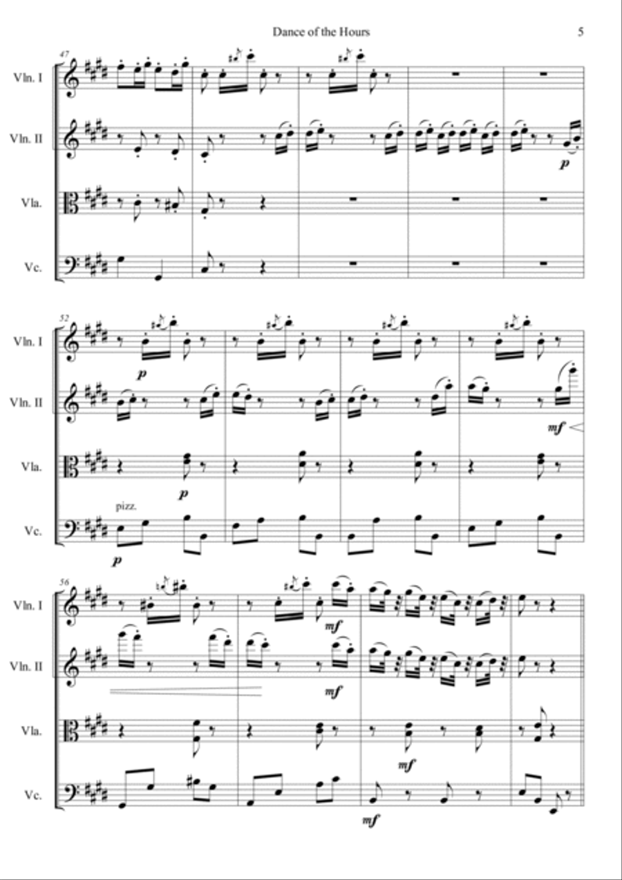 Dance of the Hours Dance of the Hours String Quartet scores gallery preview page 5
