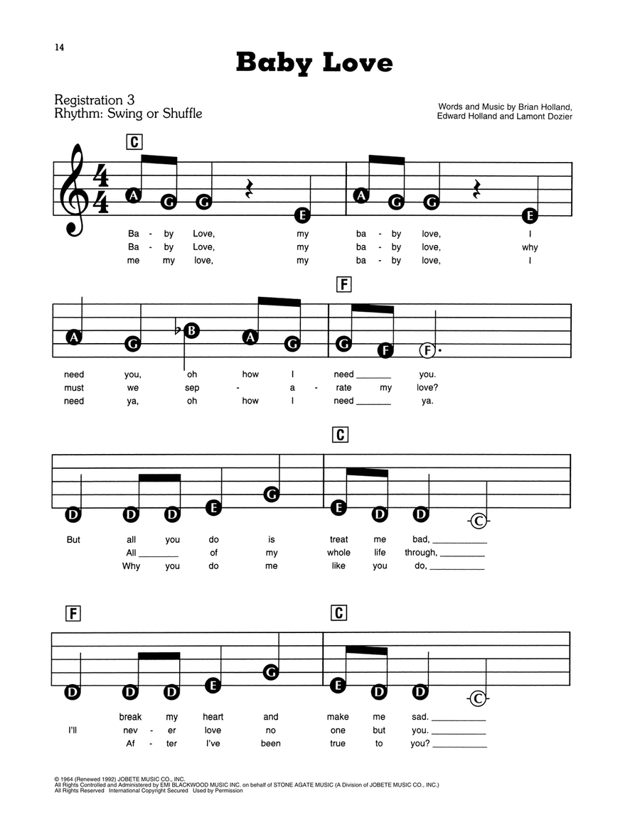 Baby Love Baby Love Electronic Keyboard scores gallery preview page 1