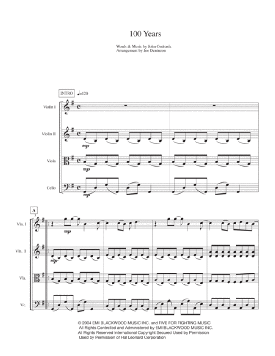 100 Years String Quartet scores gallery preview page 1