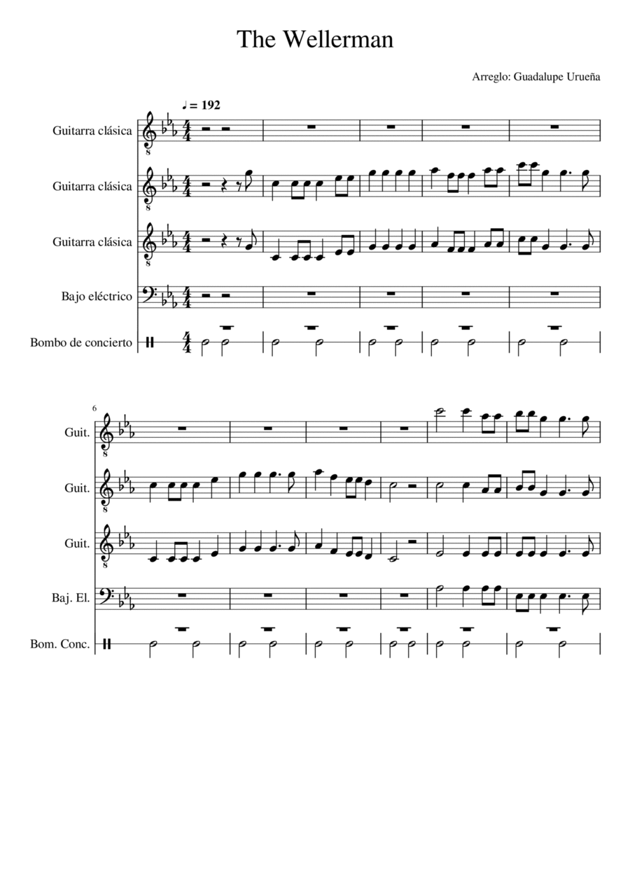 The Wellerman The Wellerman Guitar Ensemble scores gallery preview page 1