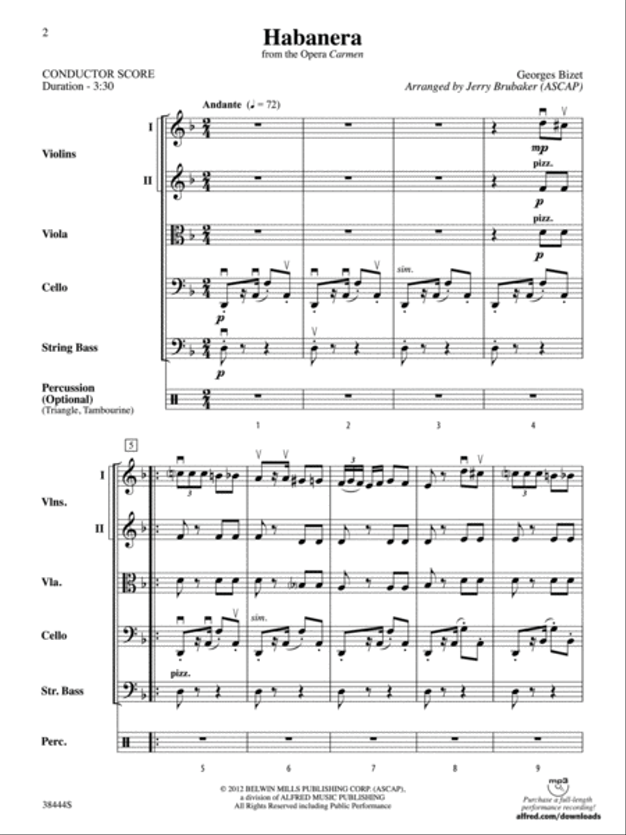 Habanera (from the opera Carmen): Score String Orchestra scores gallery preview page 2
