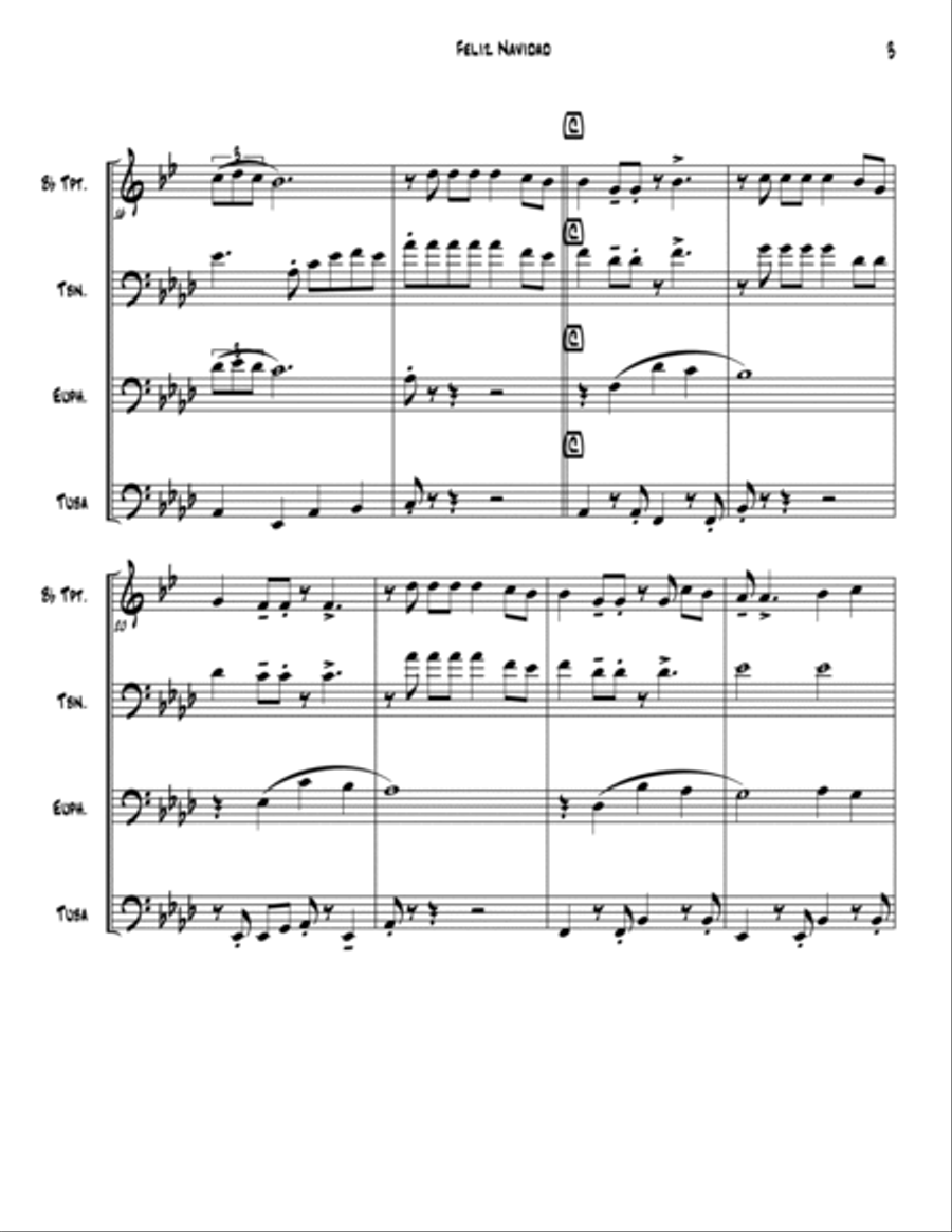 Feliz Navidad Brass Ensemble scores gallery preview page 3