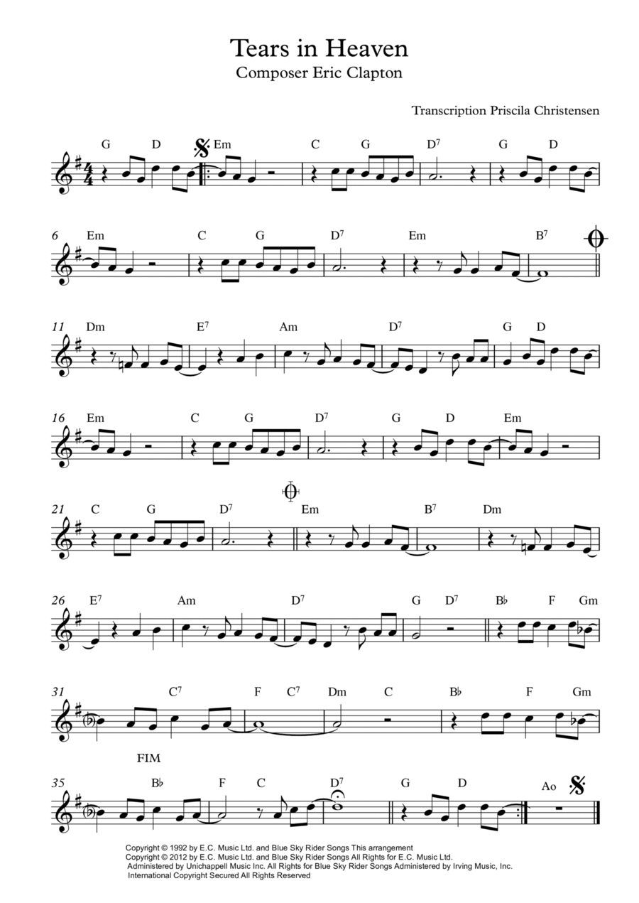 Tears In Heaven Piano scores gallery preview page 1