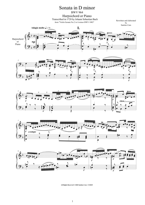 Bach - Sonata in D minor BWV 964 for Harpsichord or Piano