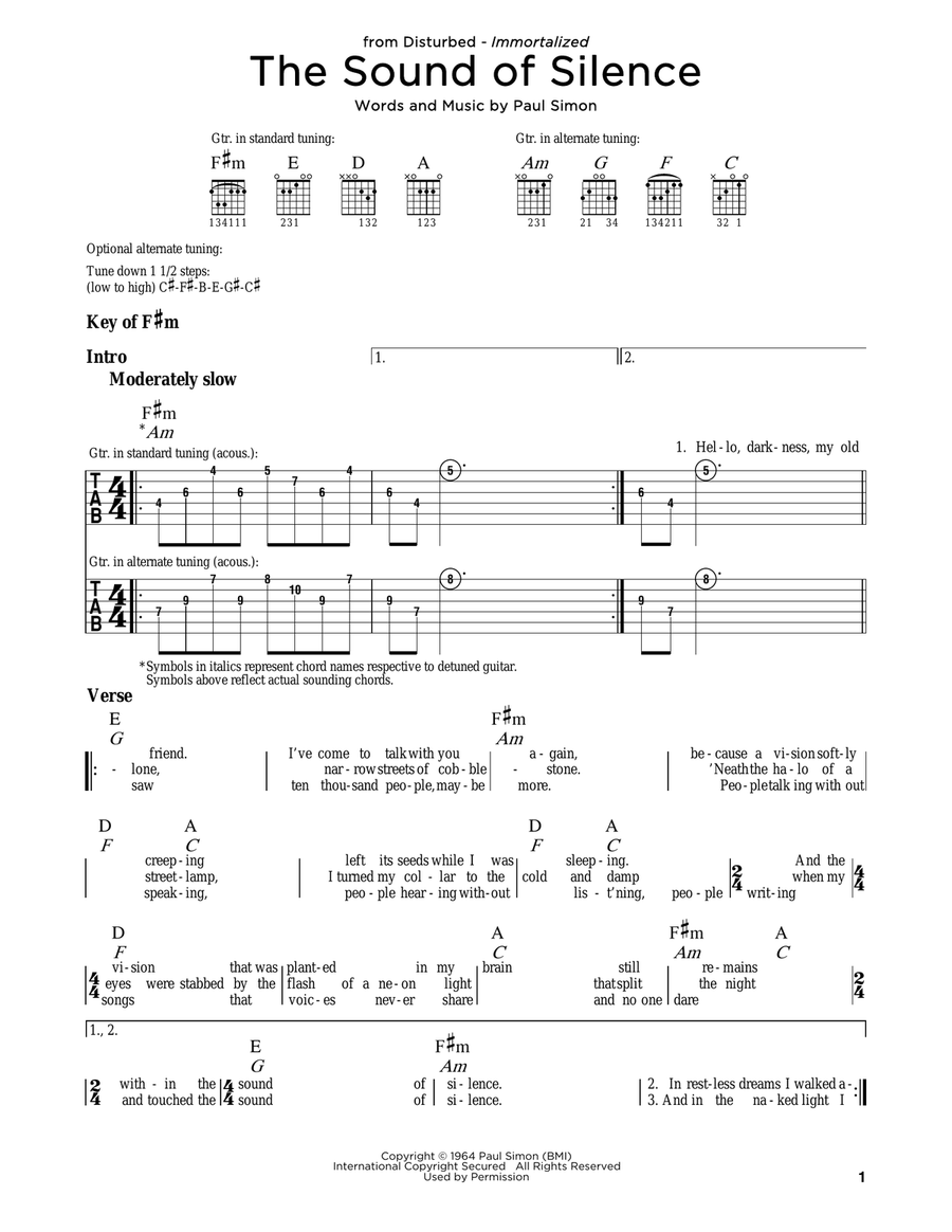 The Sound Of Silence Guitar scores gallery preview page 1