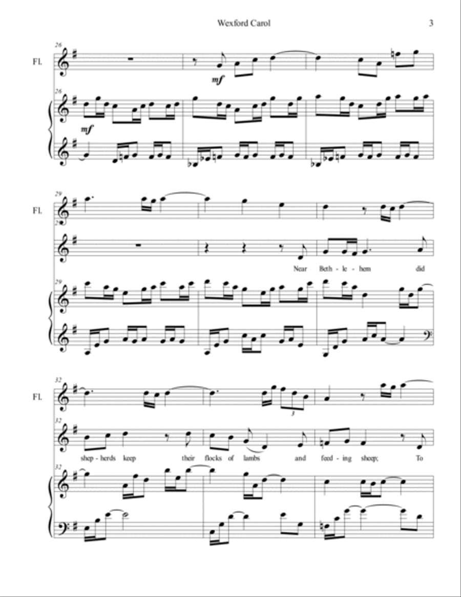 Wexford Carol, arr. Brenda Portman (voice/flute/piano) Flute scores gallery preview page 3