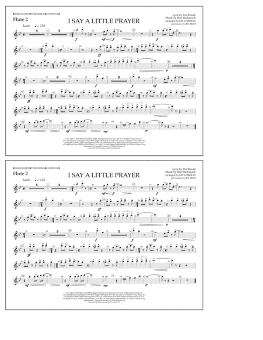 I Say a Little Prayer (arr. Jay Dawson) - Flute 2 Marching Band scores gallery preview page 1