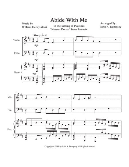 Abide with Me (Piano Trio): Violin, Cello and Piano image number null