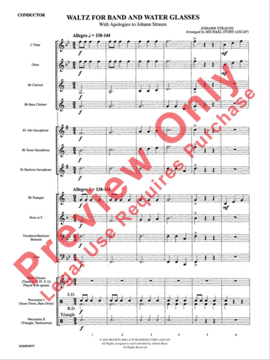 Waltz for Band and Water Glasses (with Apologies to Johann Strauss) Concert Band scores gallery preview page 4
