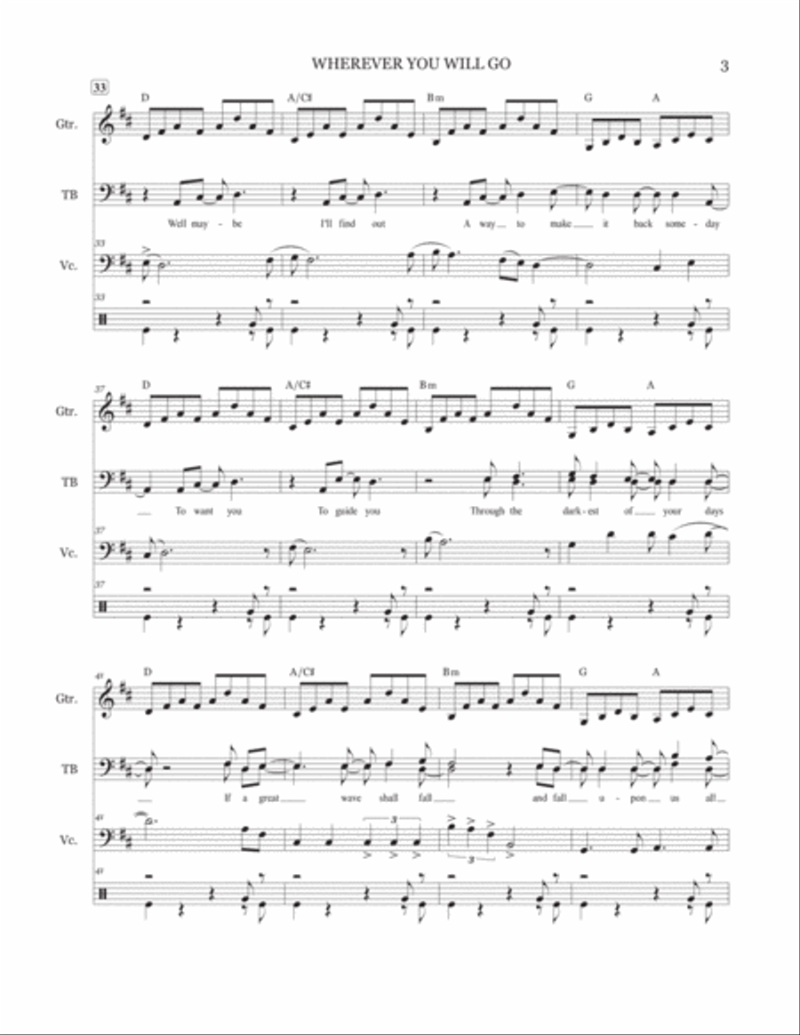 Wherever You Will Go TTBB scores gallery preview page 4
