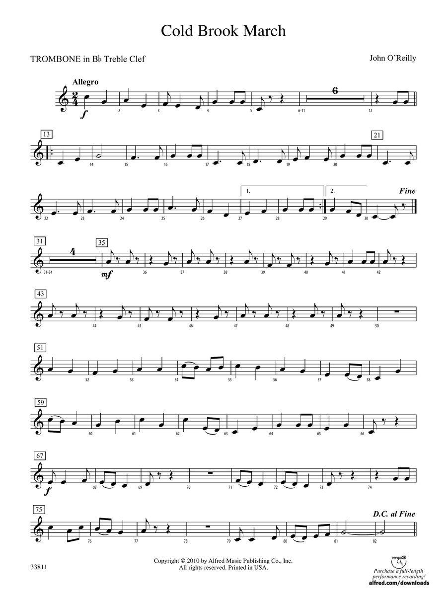 Cold Brook March: (World Part) 1st B-flat Trombone T.C.