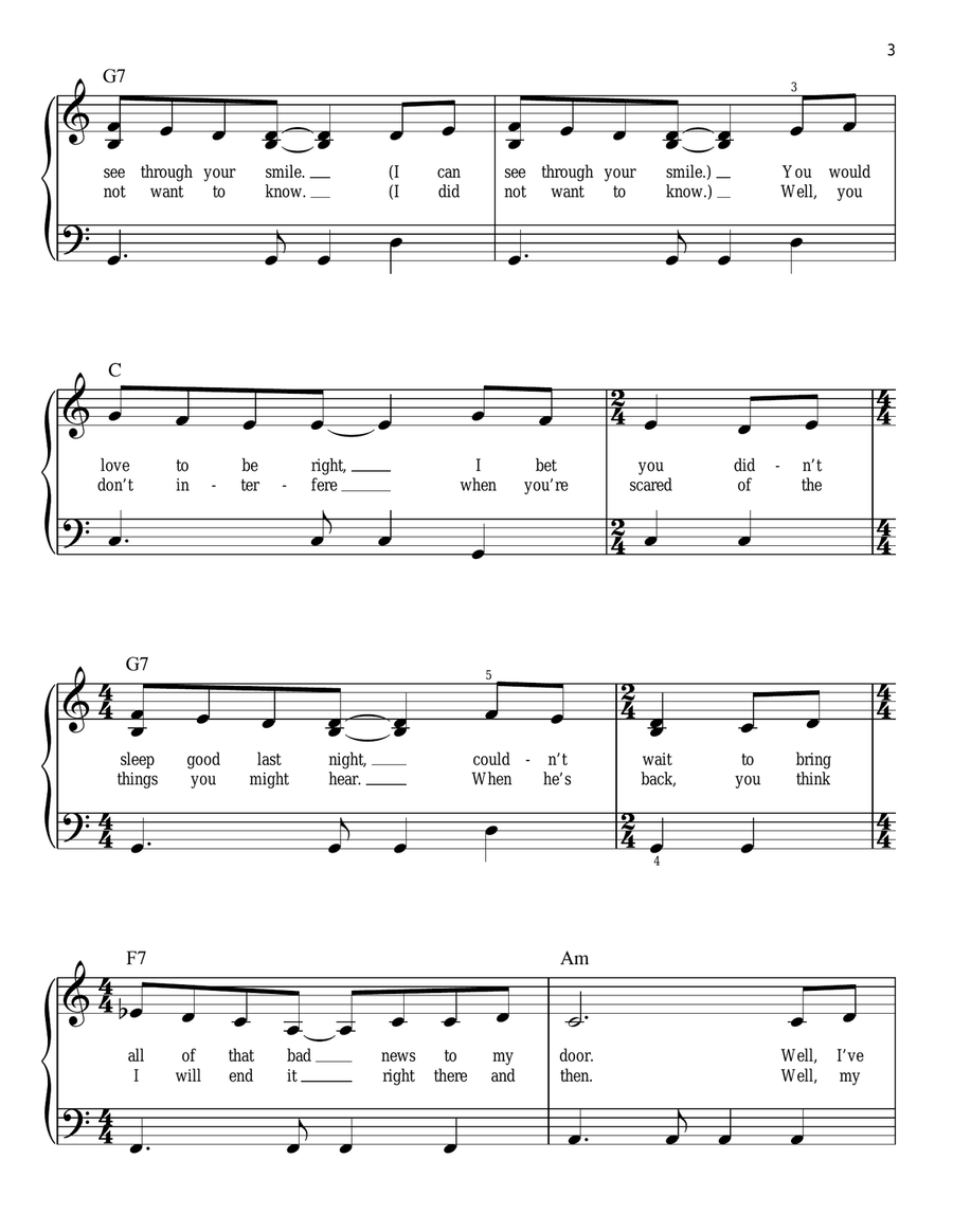 Take That Look Off Your Face Easy Piano scores gallery preview page 3