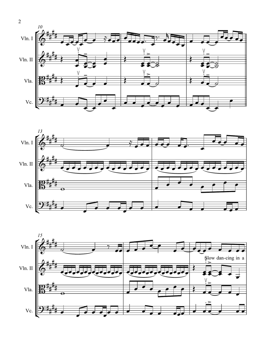 Slow Dancing In A Burning Room String Quartet scores gallery preview page 2