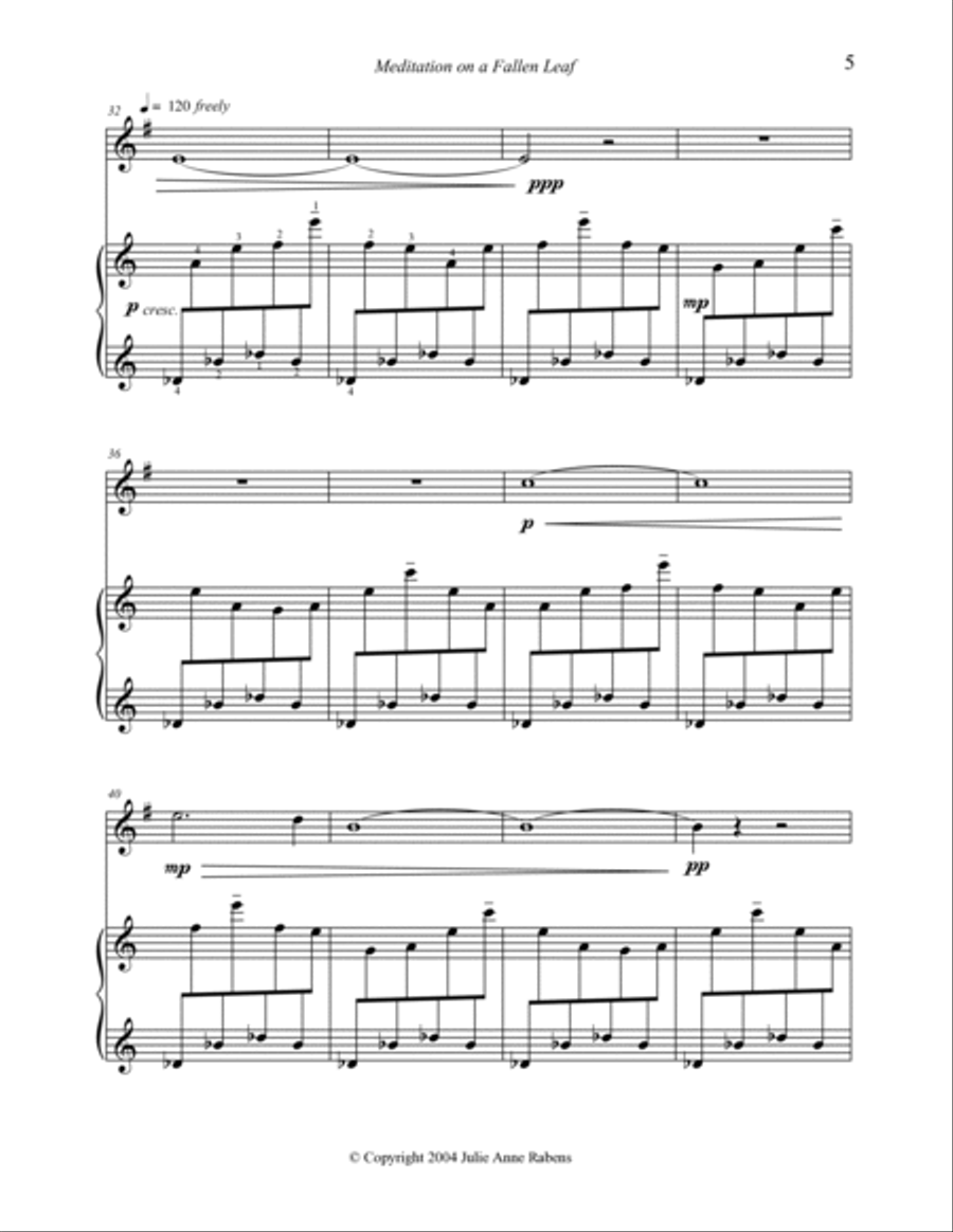 Meditation on a Fallen Leaf: for pedal harp and horn in F or cello