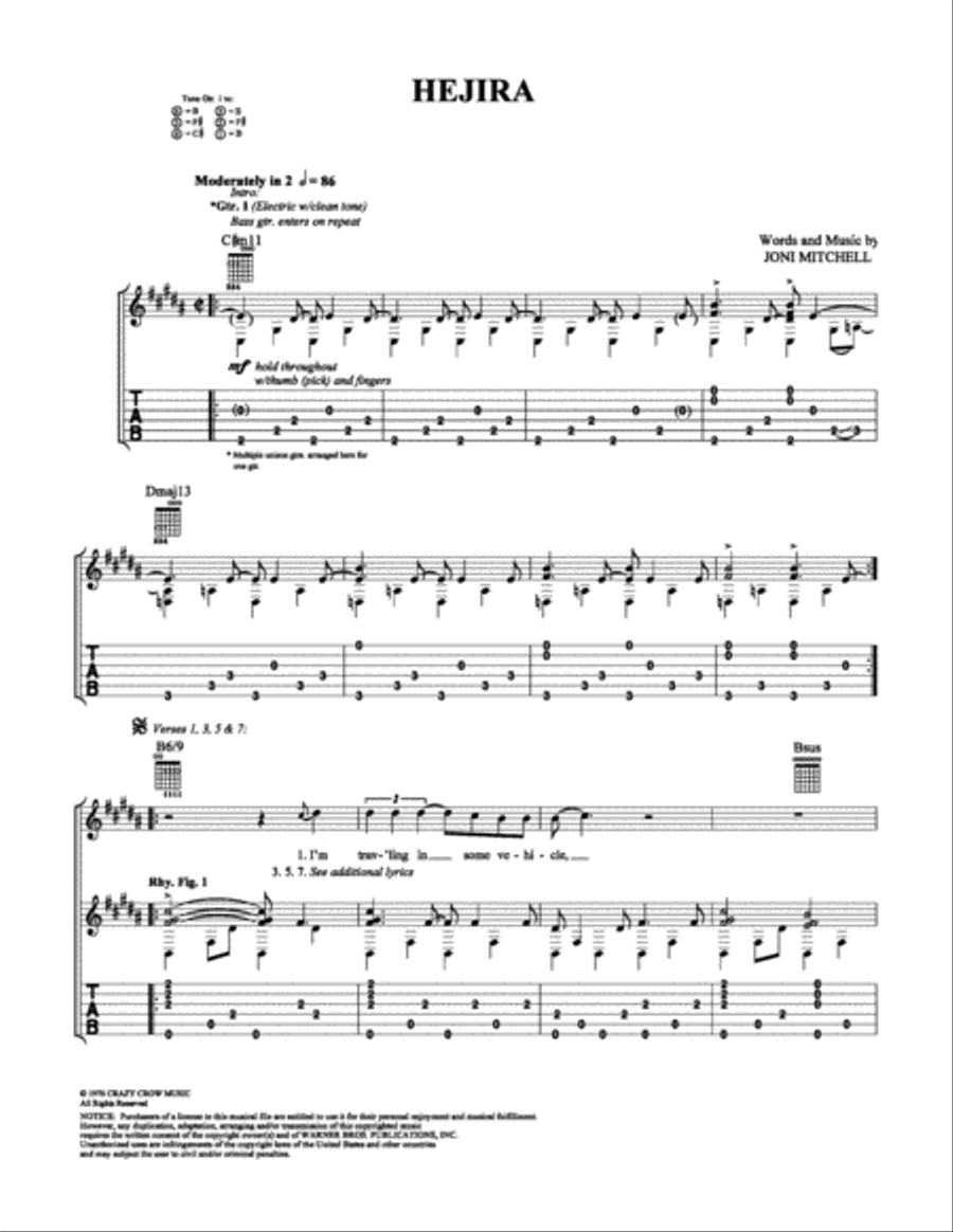 Hejira Electric Guitar scores gallery preview page 1