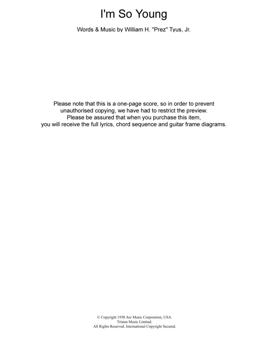 I'm So Young Acoustic Guitar scores gallery preview page 1