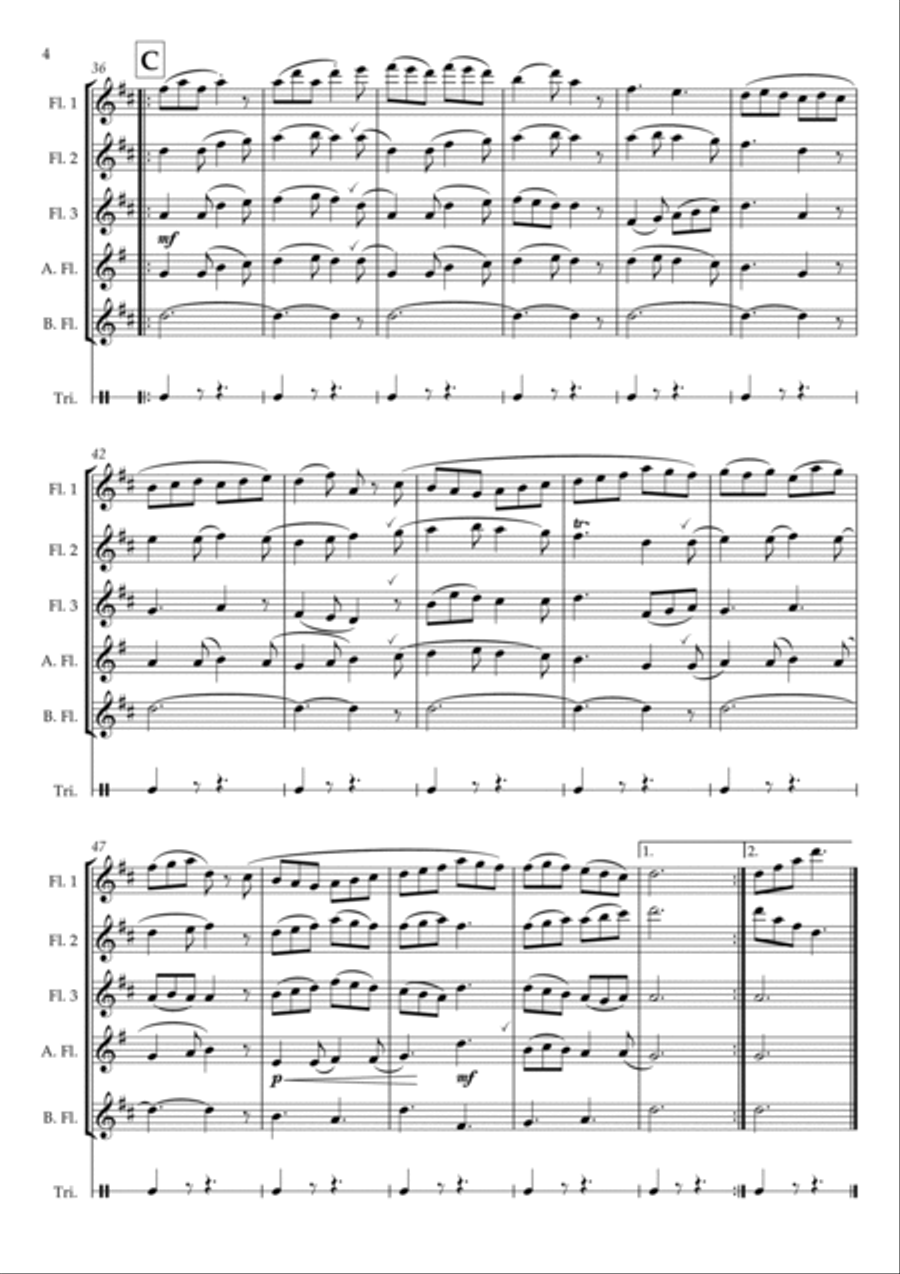 In Dulce Jubilo (Mike Oldfield style) for flute choir + optional percussion Flute Choir scores gallery preview page 4