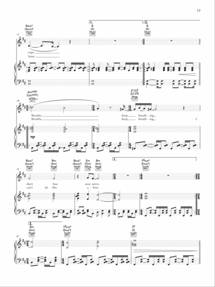 Exit Music (For a Film) Piano, Vocal, Guitar scores gallery preview page 2