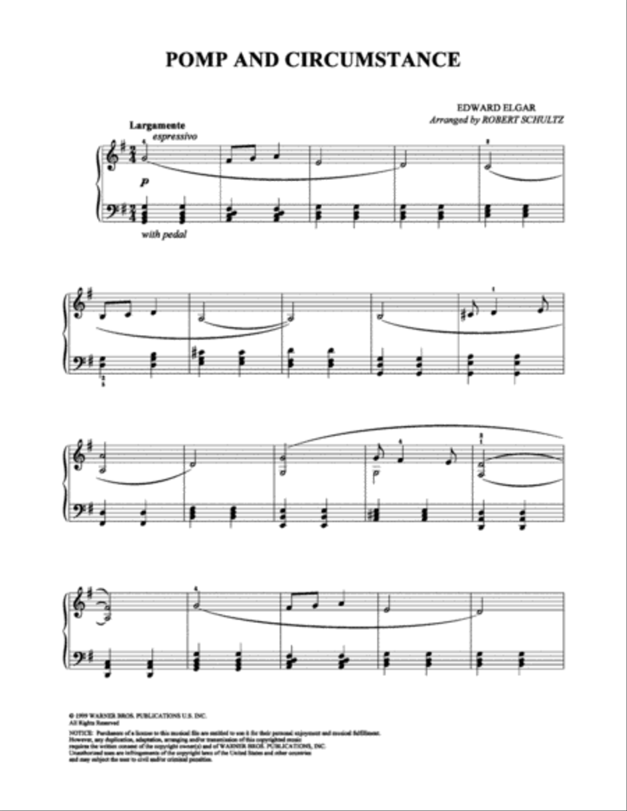 Pomp and Circumstance Easy Piano scores gallery preview page 1