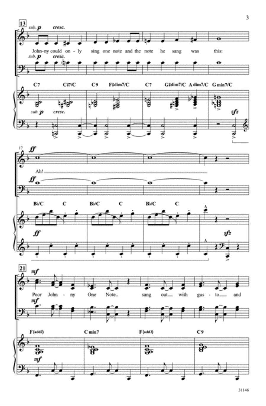 Johnny One Note 4-Part scores gallery preview page 3