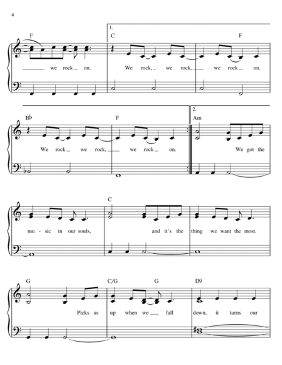 We Rock We Rock Easy Piano scores gallery preview page 4