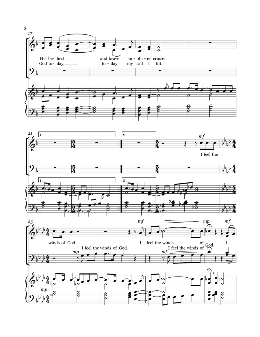 I Feel the Winds of God Today 4-Part scores gallery preview page 2