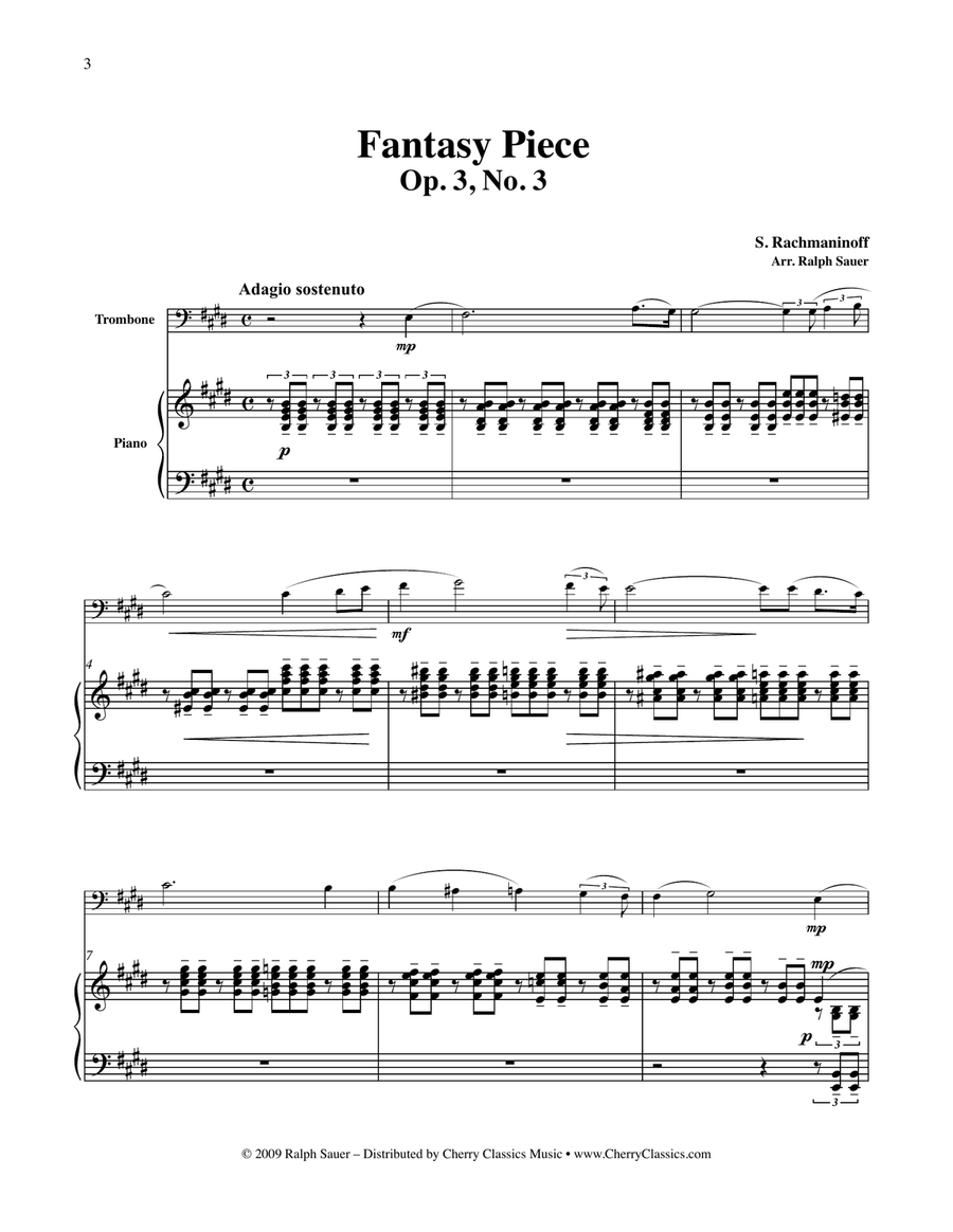 Fantasy Piece Op. 3 No. 3 for Trombone & Piano Piano scores gallery preview page 3