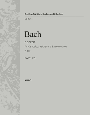 Book cover for Harpsichord Concerto in A major BWV 1055