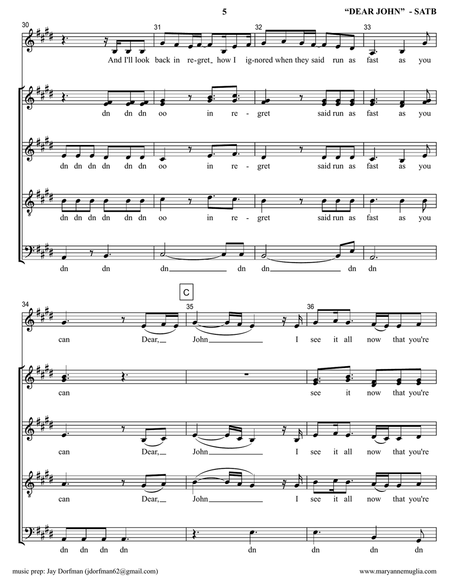 Dear John 4-Part scores gallery preview page 5