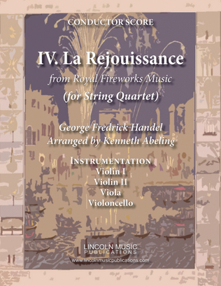 Book cover for La Rejouissance from Royal Fireworks Music (for String Quartet)
