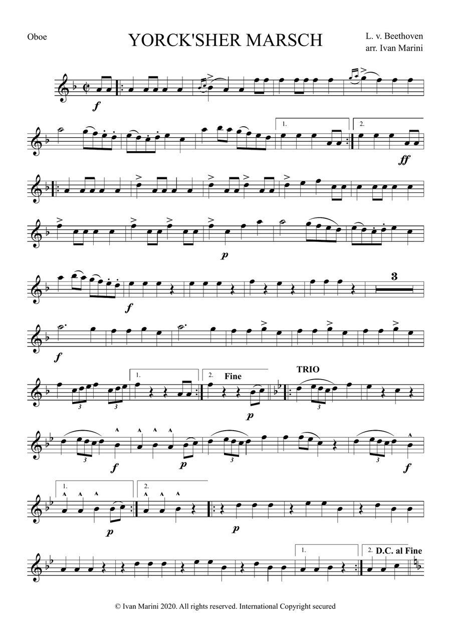 YORCKSCHER MARSCH by L. v. Beethoven - for Woodwind Quintet Woodwind Quintet scores gallery preview page 5