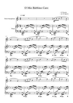 O Mio Babbino Caro, Giacomo Puccini, For Tenor Saxophone & Piano