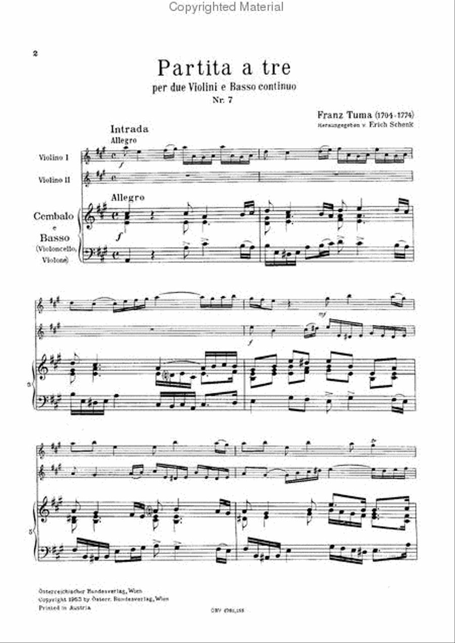 Partita a tre Nr. 7 A-Dur Violin scores gallery preview page 2