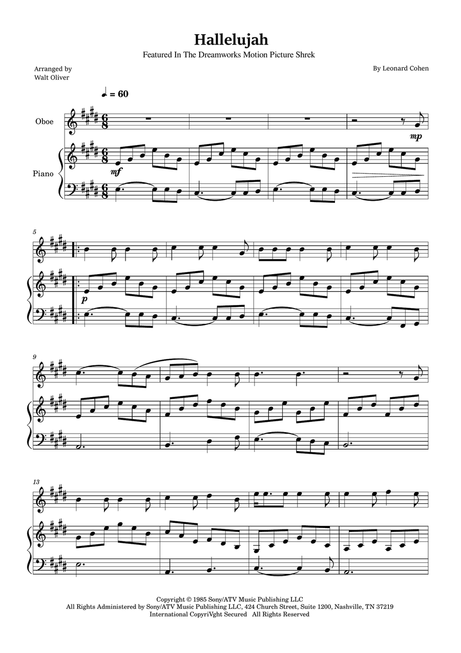 Hallelujah Piano scores gallery preview page 1