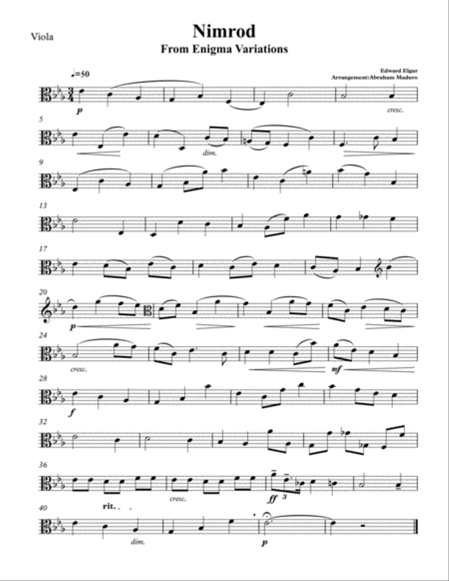 Nimrod From Enigma Variations Violin Viola Duet String Duet scores gallery preview page 5