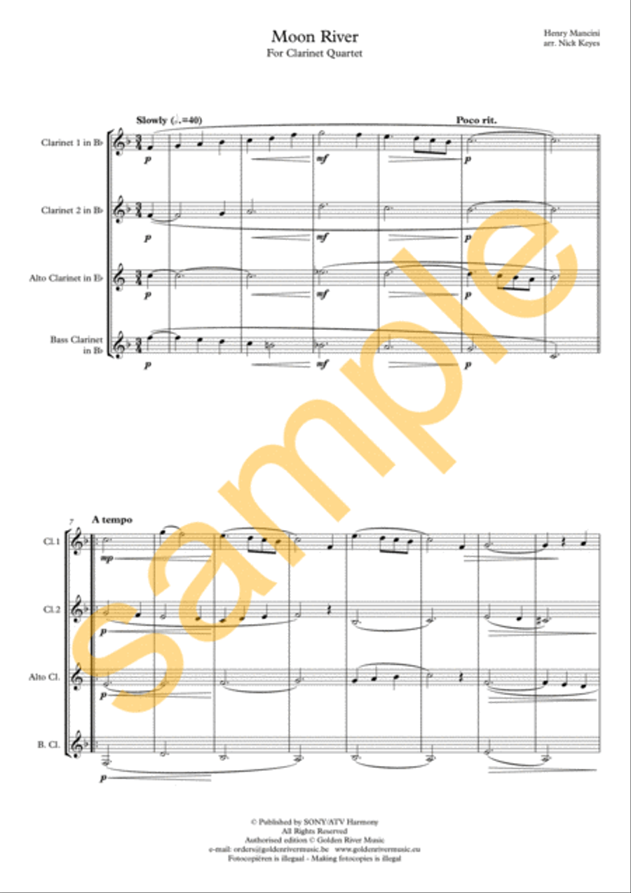 Moon River Clarinet Quartet scores gallery preview page 2