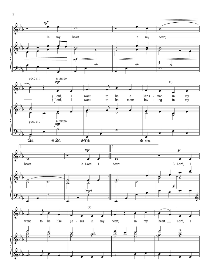 Lord, I Want To Be A Christian Piano, Vocal scores gallery preview page 2