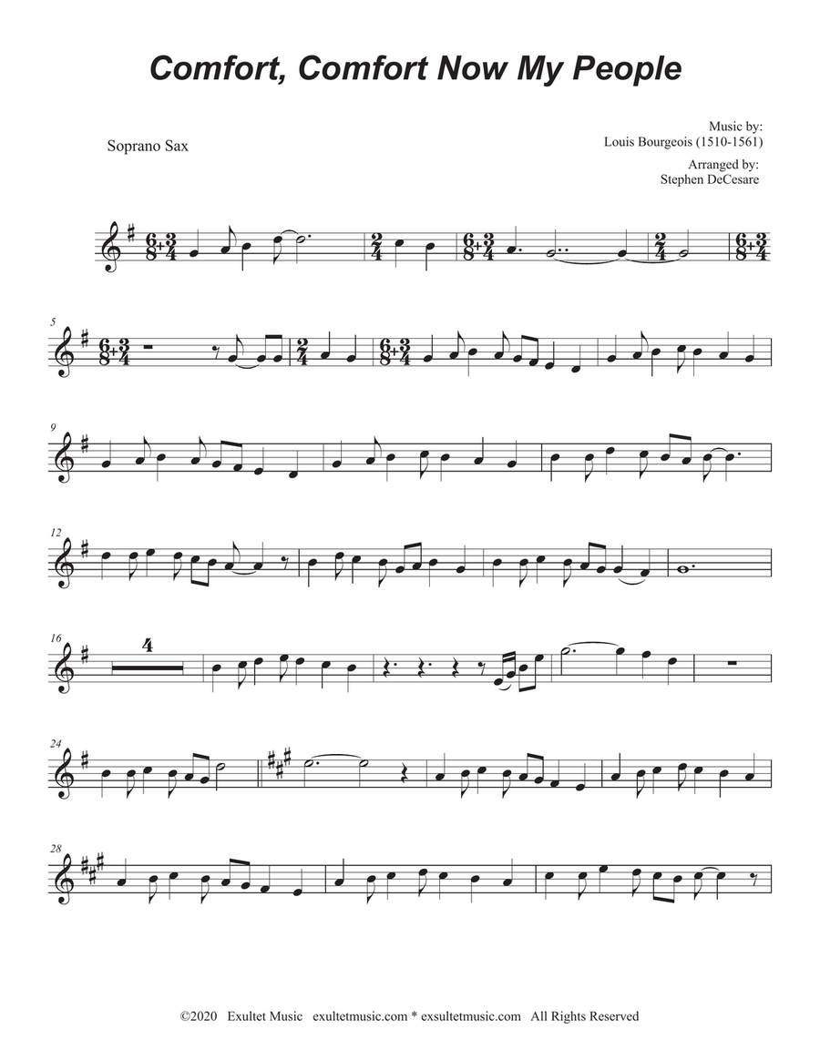 Comfort, Comfort Now My People (Soprano Saxophone and Piano) Comfort, Comfort Now My People (Soprano Saxophone and Piano) Soprano Saxophone scores gallery preview page 5