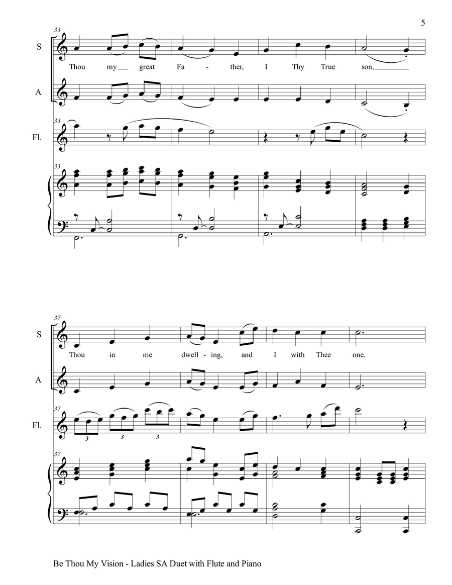 BE THOU MY VISION (Ladies SA Duet, Flute and Piano) SA scores gallery preview page 6