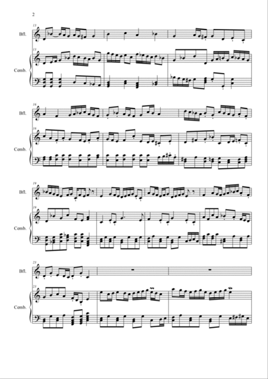 Suite for Recorder and Harpsichord in C major Soprano Recorder scores gallery preview page 2