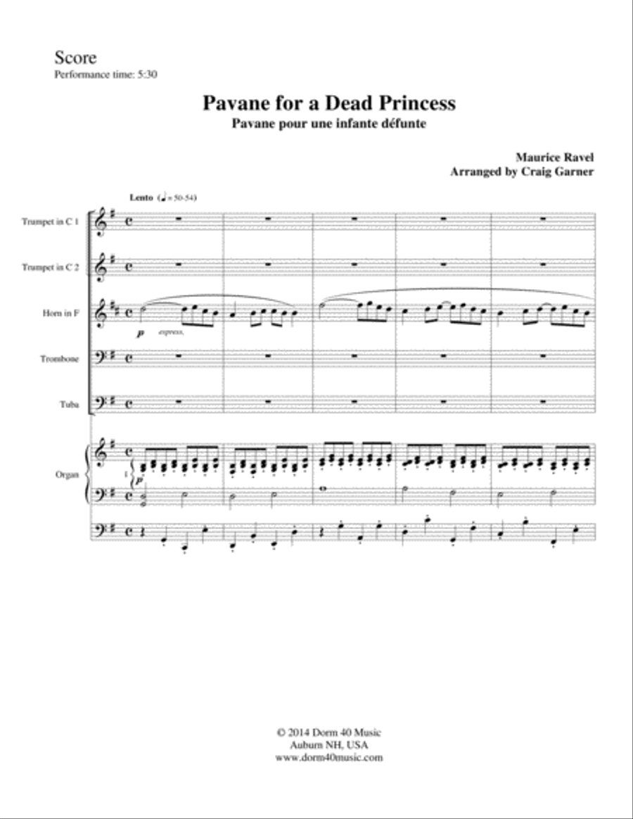 Pavane for a Dead Princess (for Brass quintet and Organ) Brass Ensemble scores gallery preview page 2