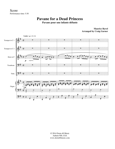 Pavane for a Dead Princess (for Brass quintet and Organ) image number null