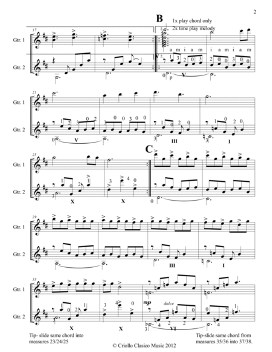 Suite Verde is a Latin American Duet composition for Flute and Guitar (or Cuatro and Guitar ) Small Ensemble scores gallery preview page 2