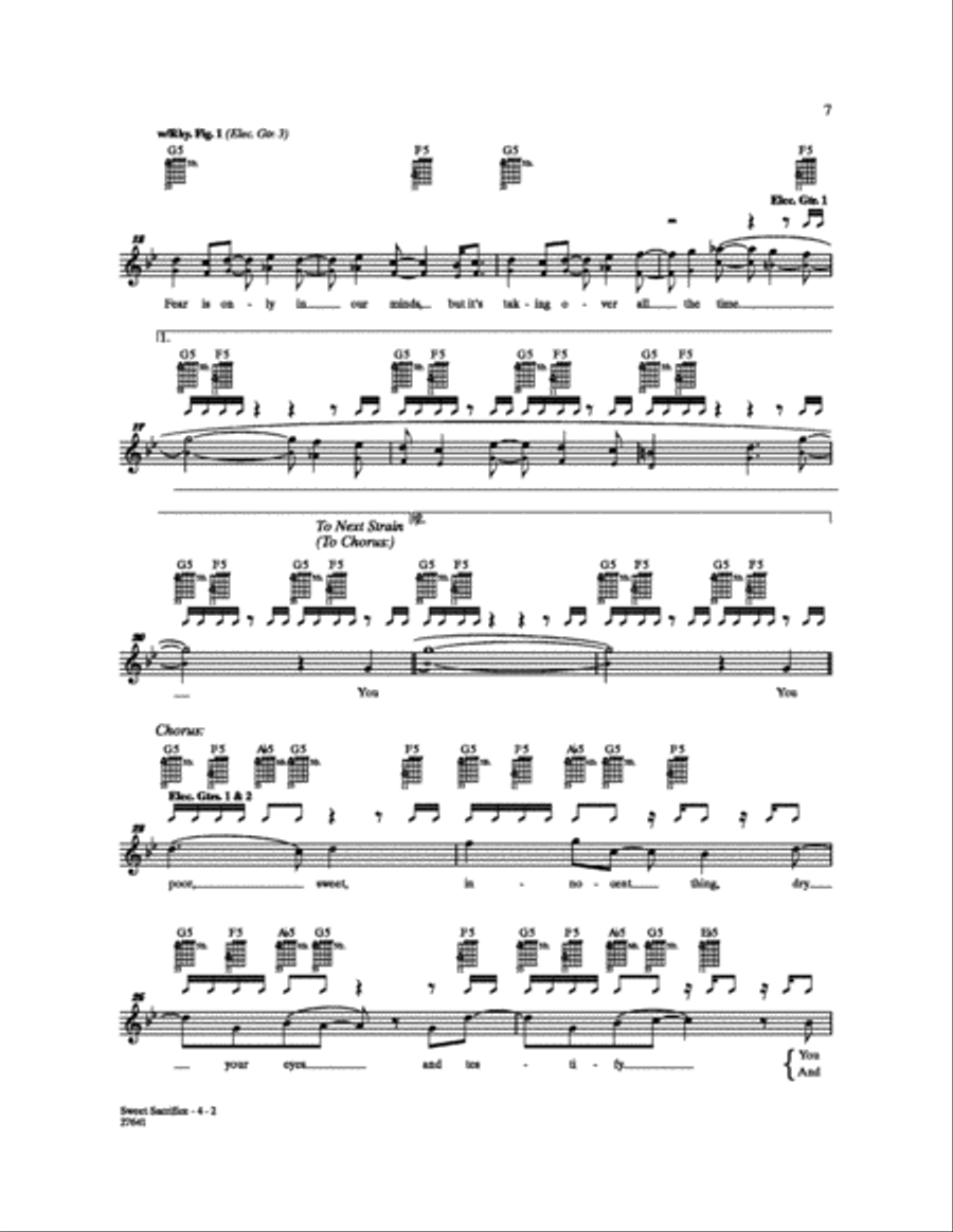 Sweet Sacrifice Electric Guitar scores gallery preview page 2