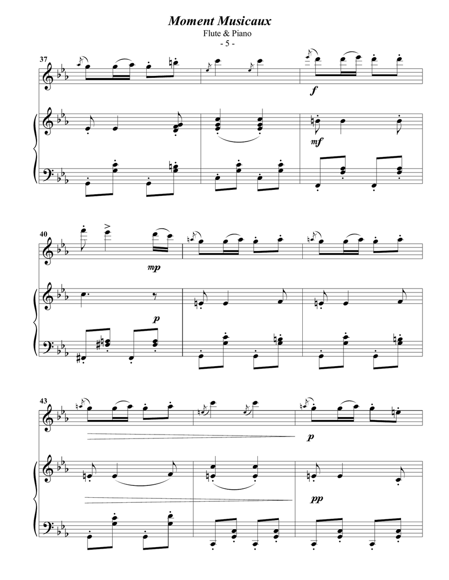 Schubert: Moment Musicaux for Flute & Piano Flute Solo scores gallery preview page 5