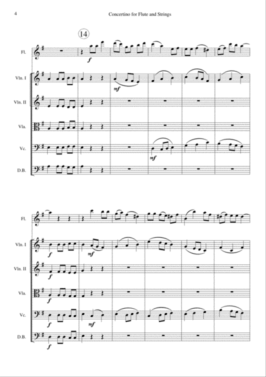 Concertino for Flute and Strings Chamber Orchestra scores gallery preview page 4