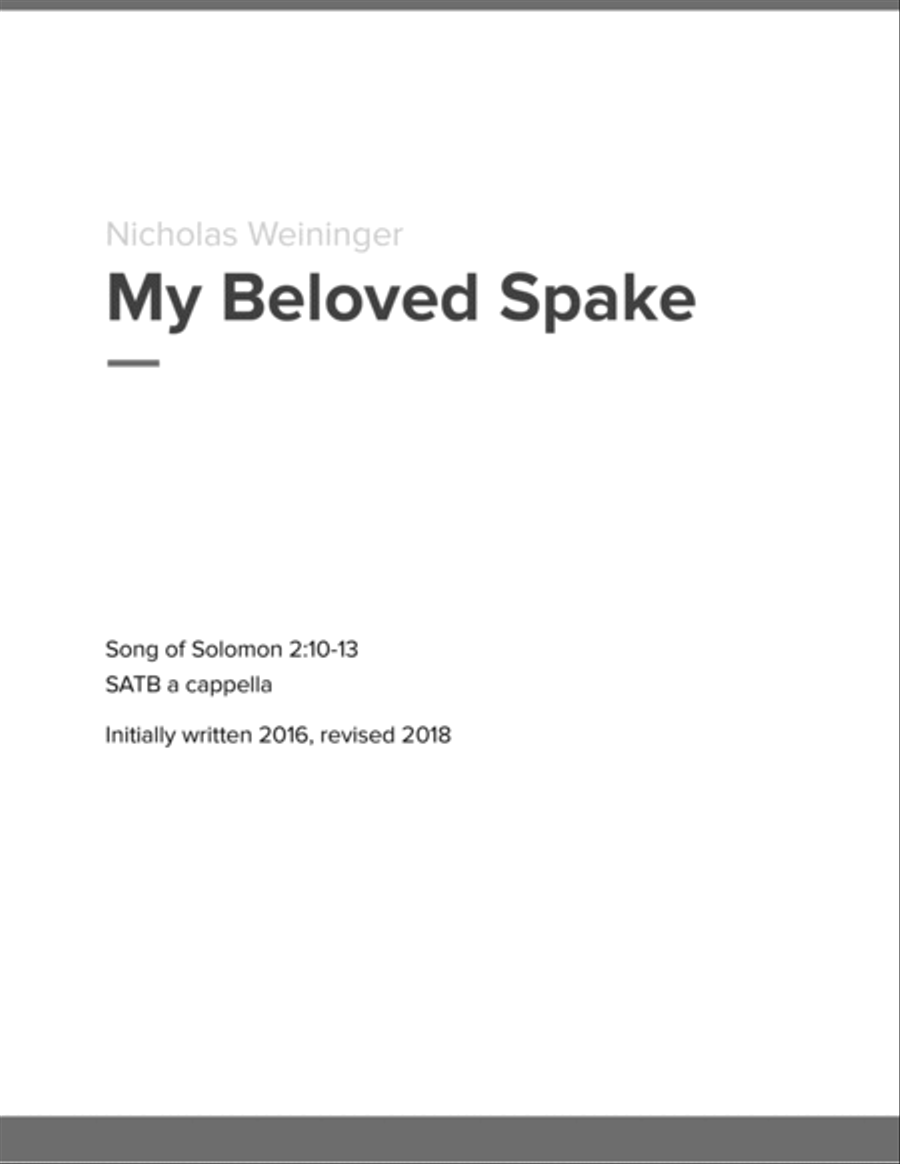 My Beloved Spake 4-Part scores gallery preview page 1