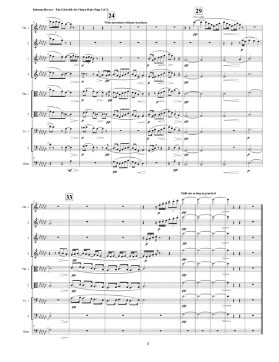 The Girl with the Flaxen Hair, Prelude 8, Book 1 by Claude Debussy (String Orchestra) String Orchestra scores gallery preview page 3