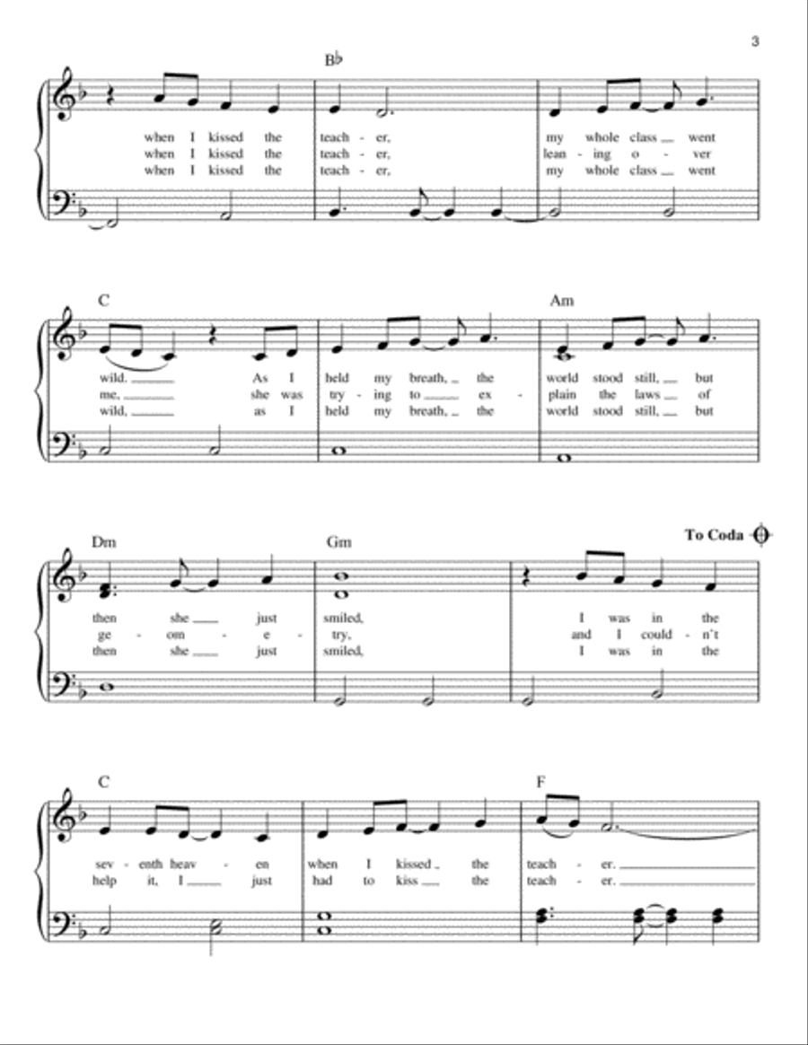 When I Kissed The Teacher (from Mamma Mia! Here We Go Again) Easy Piano scores gallery preview page 3