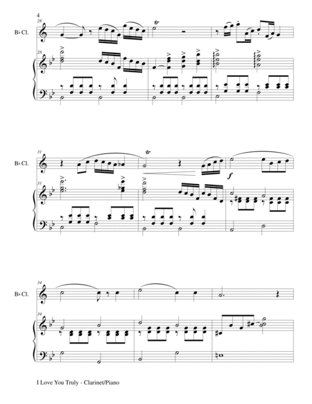 I LOVE YOU TRULY (Duet for Bb Clarinet/Piano with Score and Clar Part) image number null
